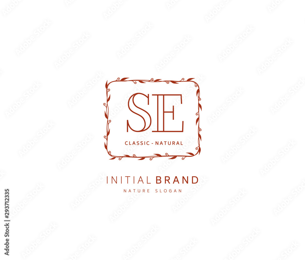 S E SE Beauty vector initial logo, handwriting logo of initial signature, wedding, fashion, jewerly, boutique, floral and botanical with creative template for any company or business.