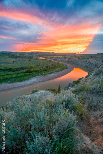 Sunset over the Little Missouri River, Theodore Roosevelt National Park, North Dakota