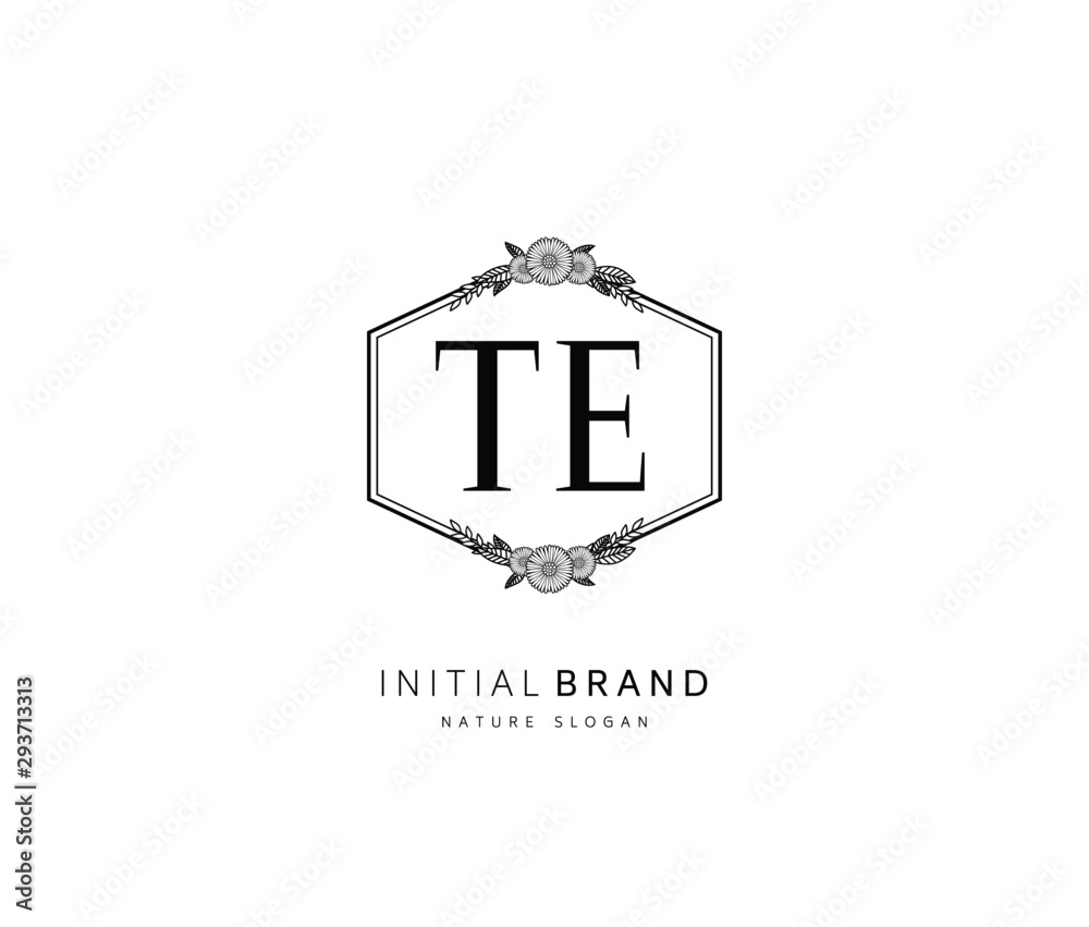 T E TE Beauty vector initial logo, handwriting logo of initial signature, wedding, fashion, jewerly, boutique, floral and botanical with creative template for any company or business.