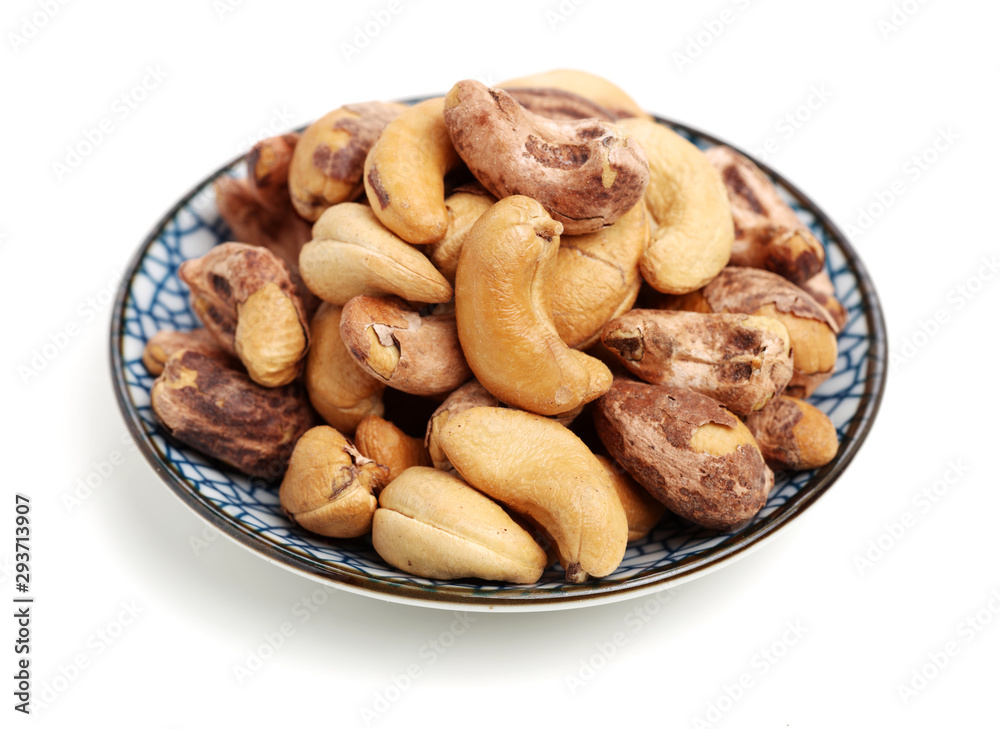 cashew nuts on white background cashew nuts on white background