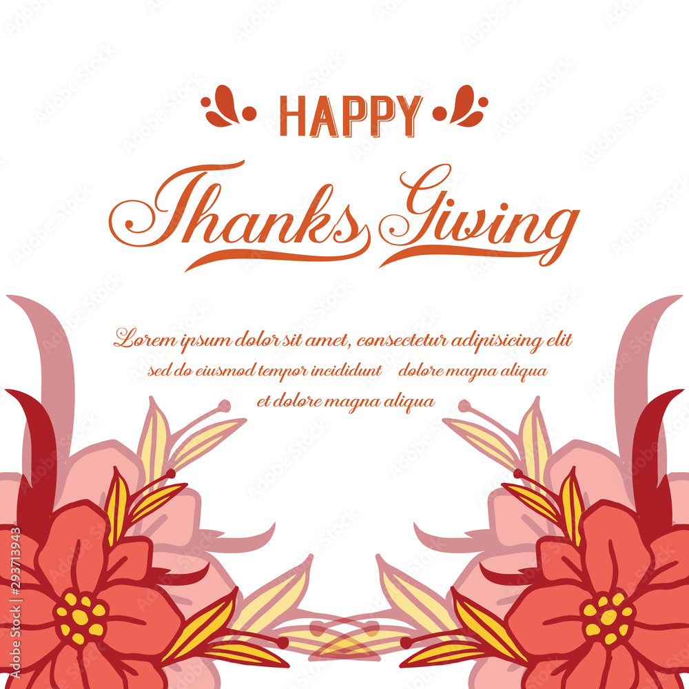 Template banner thanksgiving, with design of colorful flower frame. Vector