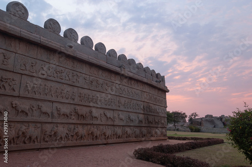 Hazararam Temple Wall at Hampi,Karnataka,India photo