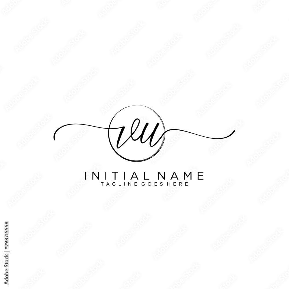 VU Initial handwriting logo with circle template vector.