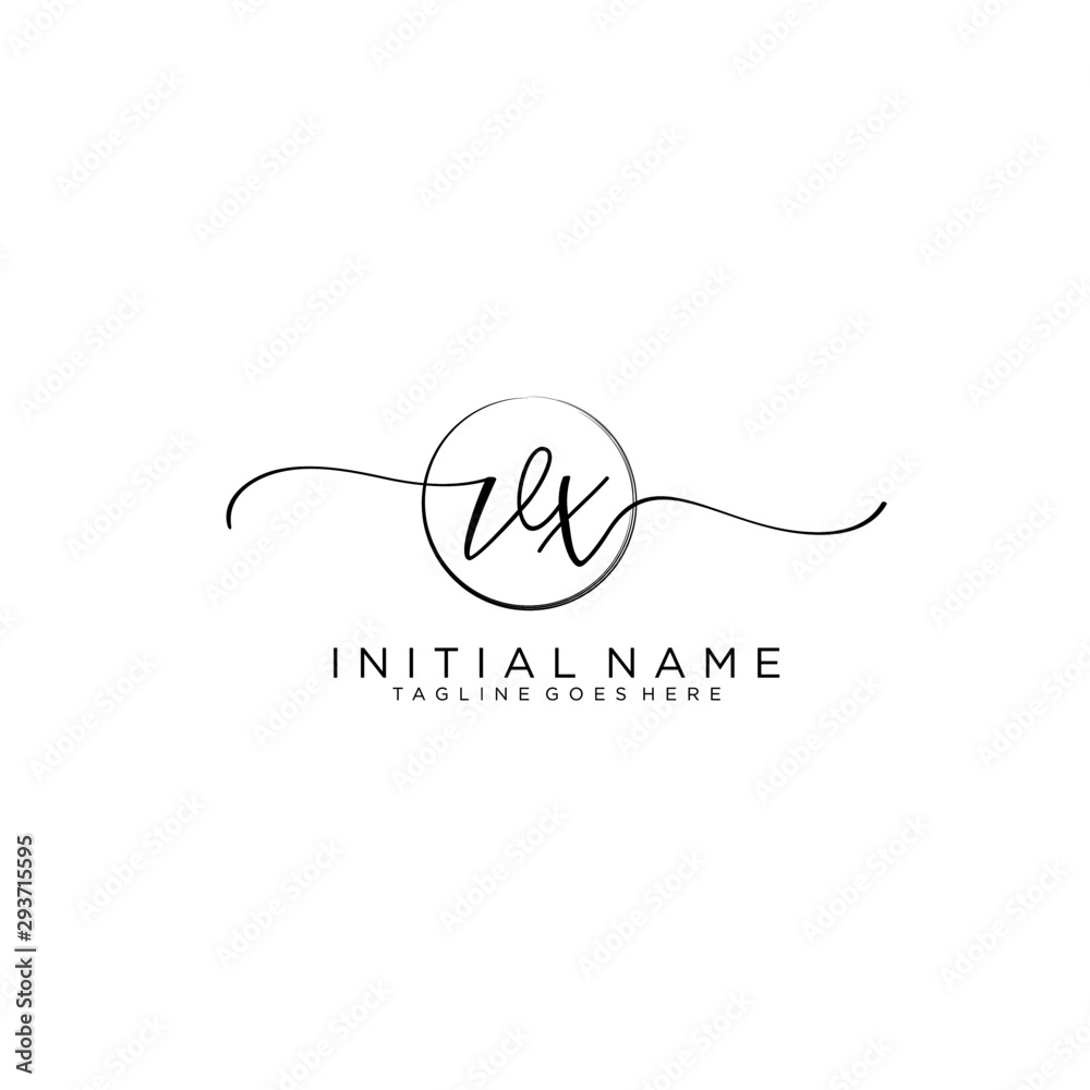 VX Initial handwriting logo with circle template vector. VX Initial handwriting logo with circle template vector.