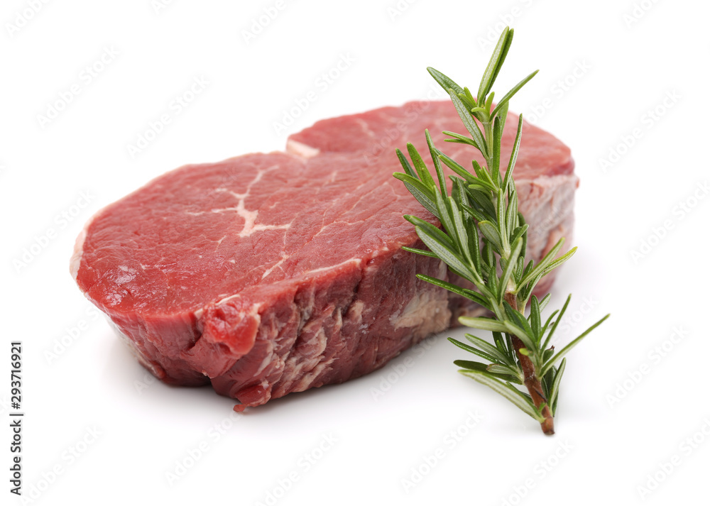 Raw Steaks on white background Raw Steaks on white background