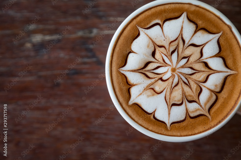 Cup of coffee with latte art on top Cup of coffee with latte art on top