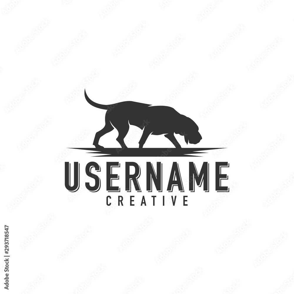 Bloodhound sniffing logo design vector - obrazy, fototapety, plakaty 