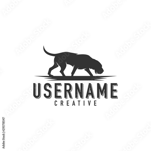 Fotografie, Tablou Bloodhound sniffing logo design vector
