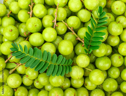 Heap of fresh indian gooseberry  background