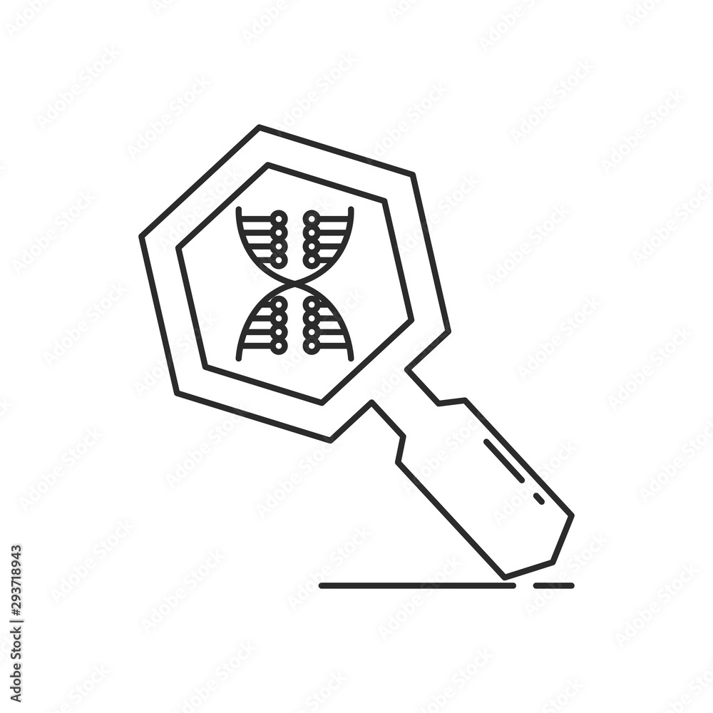 DNA, genetic testing icon. Outline thin line. Isolated on white background. 
