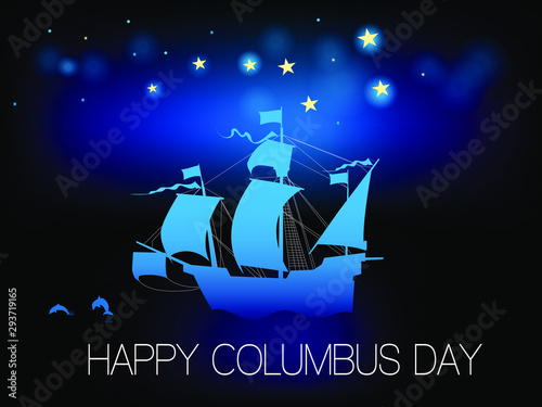 Happy Columbus Day. Vector illustration on a white background. Great holiday gift card.