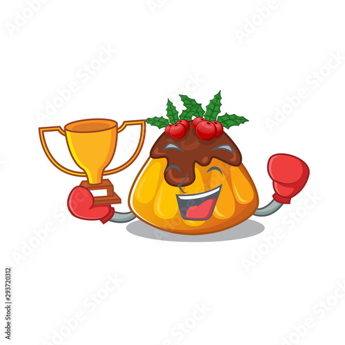 Boxing winner christmas pudding refrigerated in cartoon fridge