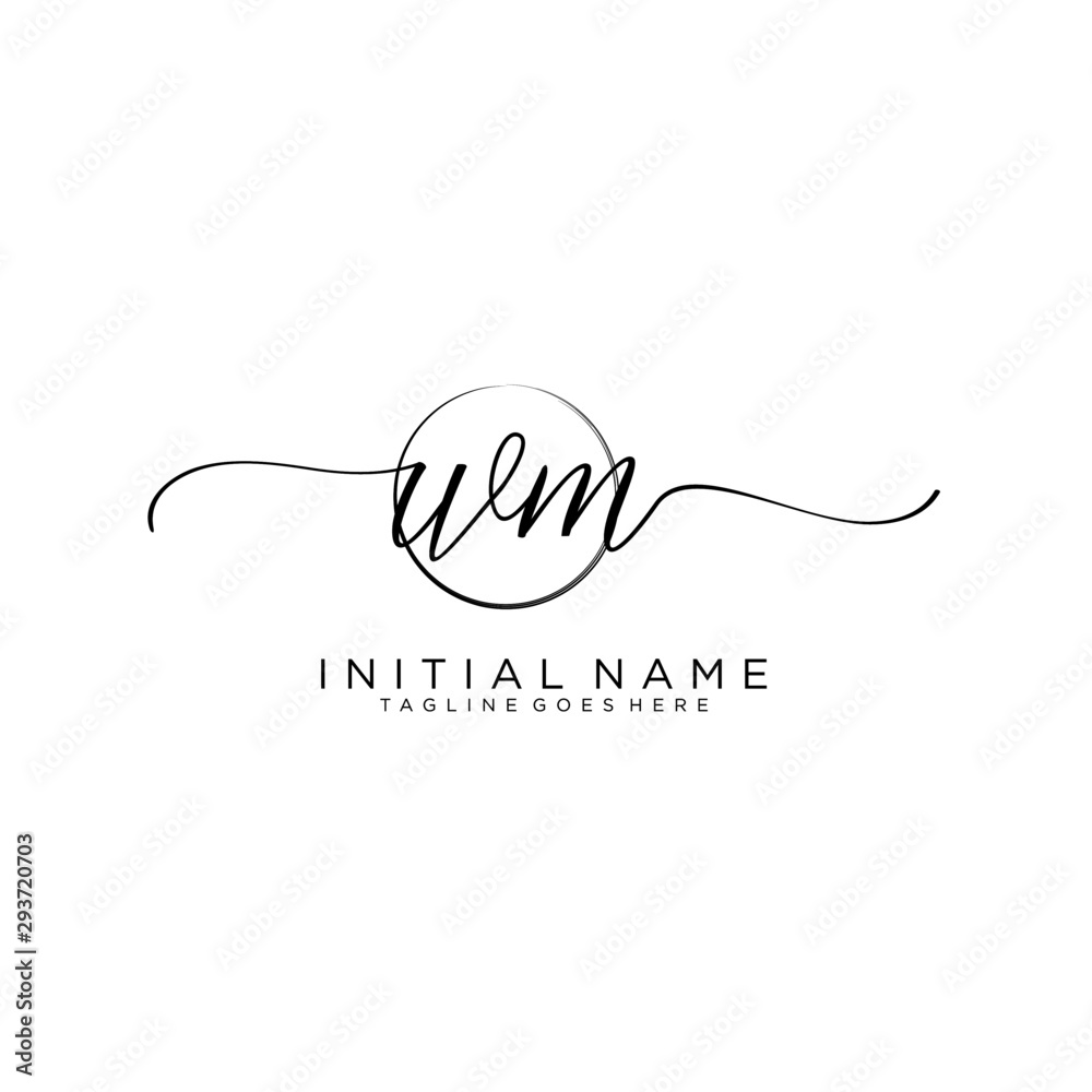 WM Initial handwriting logo with circle template vector. WM Initial handwriting logo with circle template vector.