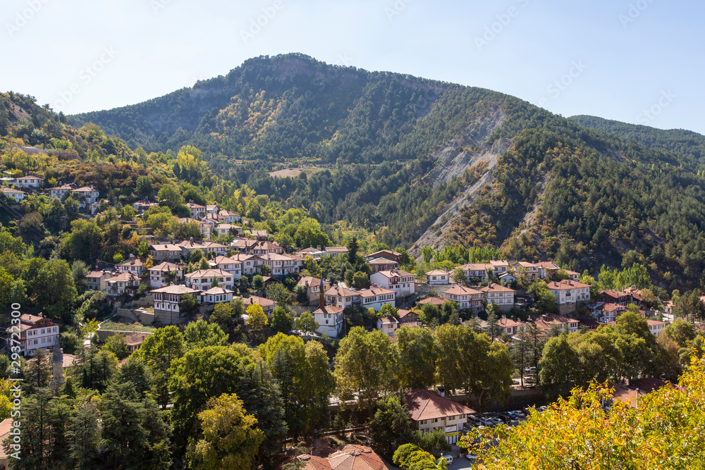 Bolu, Turkey, 29 September 2019: Goynuk, which is a historic district in the Bolu - Turkey. Traditional Ottoman houses. Famous place with beautiful old houses.