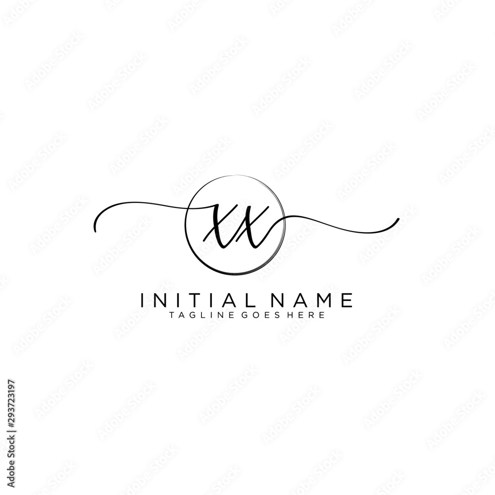 XX Initial handwriting logo with circle template vector. XX Initial handwriting logo with circle template vector.