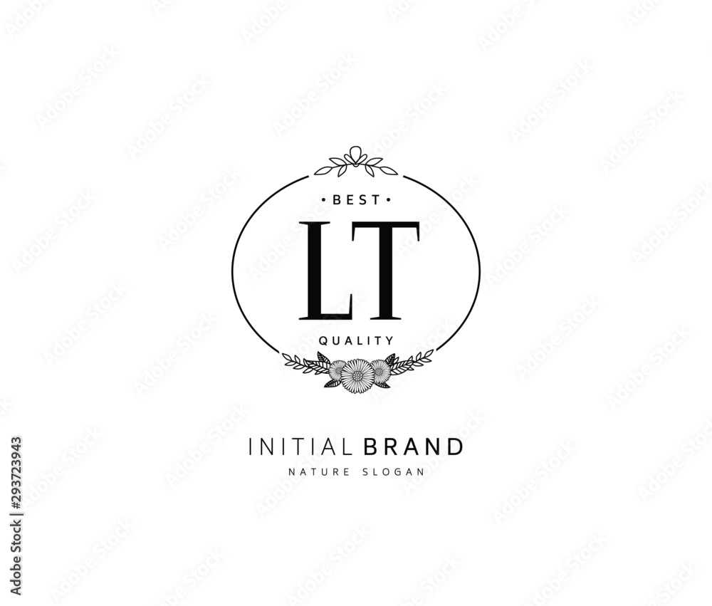 L T LT Beauty vector initial logo, handwriting logo of initial signature, wedding, fashion, jewerly, boutique, floral and botanical with creative template for any company or business.