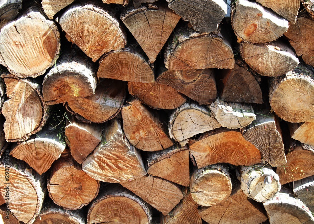 Wood pile stack split cut firewood pine Wood pile stack split cut firewood pine