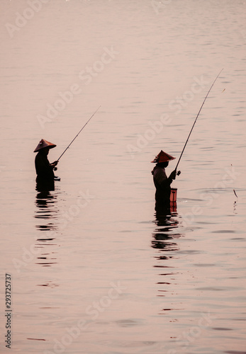 Traditional fishermen in Bali, Indonesia.