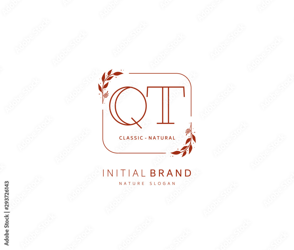Q T QT Beauty vector initial logo, handwriting logo of initial signature, wedding, fashion, jewerly, boutique, floral and botanical with creative template for any company or business. Q T QT Beauty vector initial logo, handwriting logo of initial signature, wedding, fashion, jewerly, boutique, floral and botanical with creative template for any company or business.