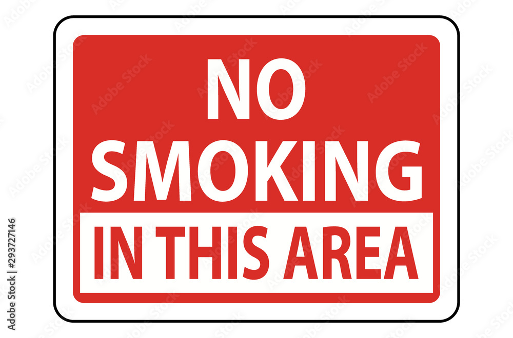 Label No smoking in this area. Prohibition sign for smoking in this area There is white letters for the word Label No smoking in this area. Prohibition sign for smoking in this area There is white letters for the word