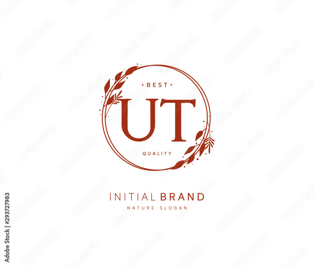 U T UT Beauty vector initial logo, handwriting logo of initial signature,  wedding, fashion, jewerly, boutique, floral and botanical with creative  template for any company or business. vector de Stock | Adobe Stock
