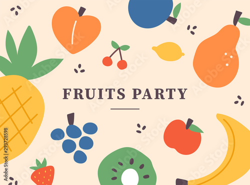 Fruit illustration pattern card. flat design style minimal vector illustration.