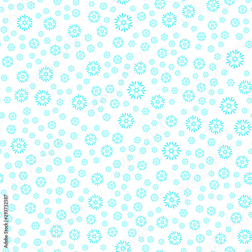 Seamless vector pattern with gradient blue snowflake shapes on white. Winter season background.