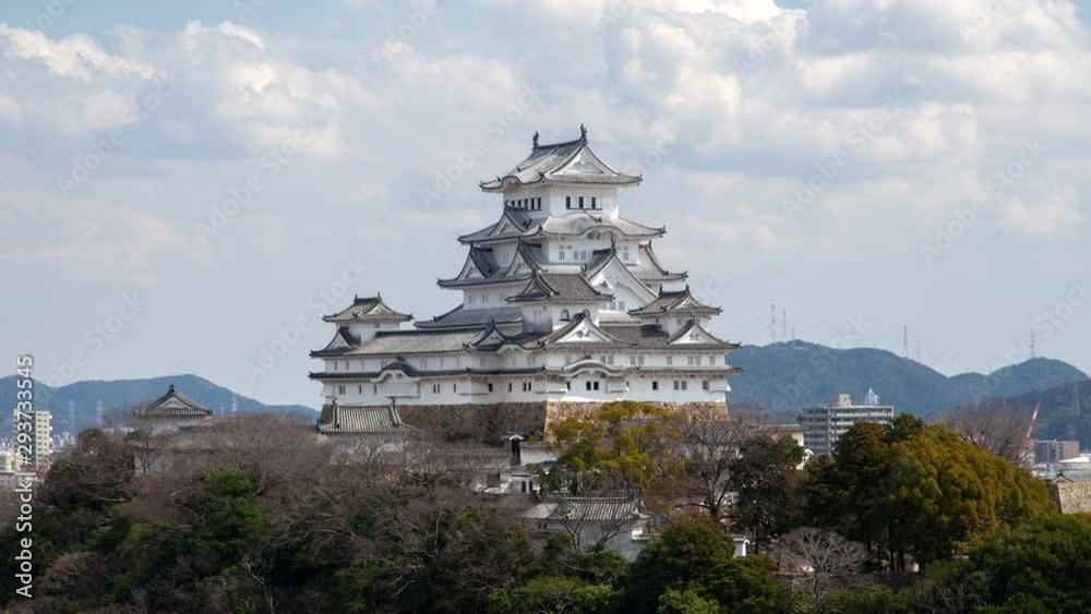 Himeji Castle White Roof Clouds Japan Timelapse Himeji Castle White Roof Clouds Japan Timelapse