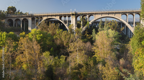 Canvas Print View of the Arroyo Seco and the Colorado Street Bridge in Pasadena, California