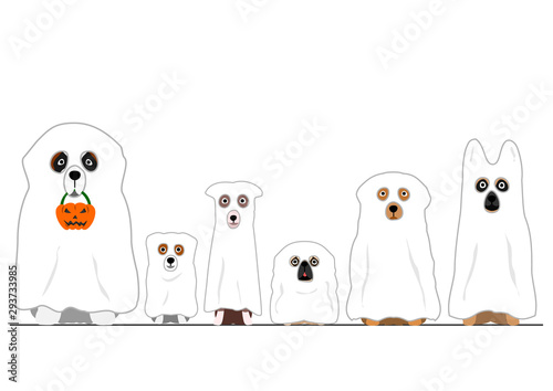 halloween ghosts dogs in a row