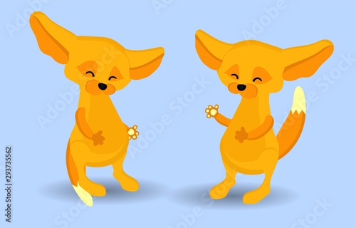 Cute cartoon character Fox Fenech. Children s illustration.Vulpes zerda.