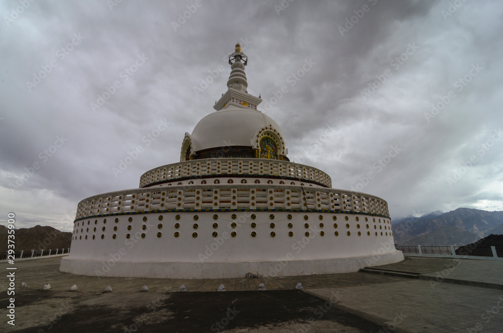 Shanti Stiua on a cloudy day,Leh,Ladakh,India Shanti Stiua on a cloudy day,Leh,Ladakh,India