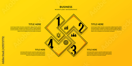Workflow infographic with four optional, Outline data communication for business report