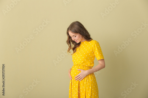 Beautiful pregnant woman on...