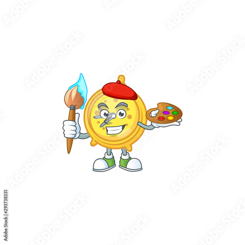 Painter design alarm clock in cartoon character