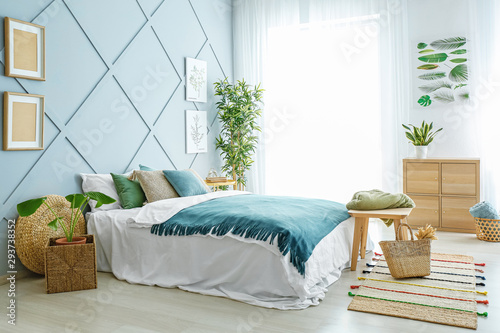 Interior of beautiful modern bedroom photo