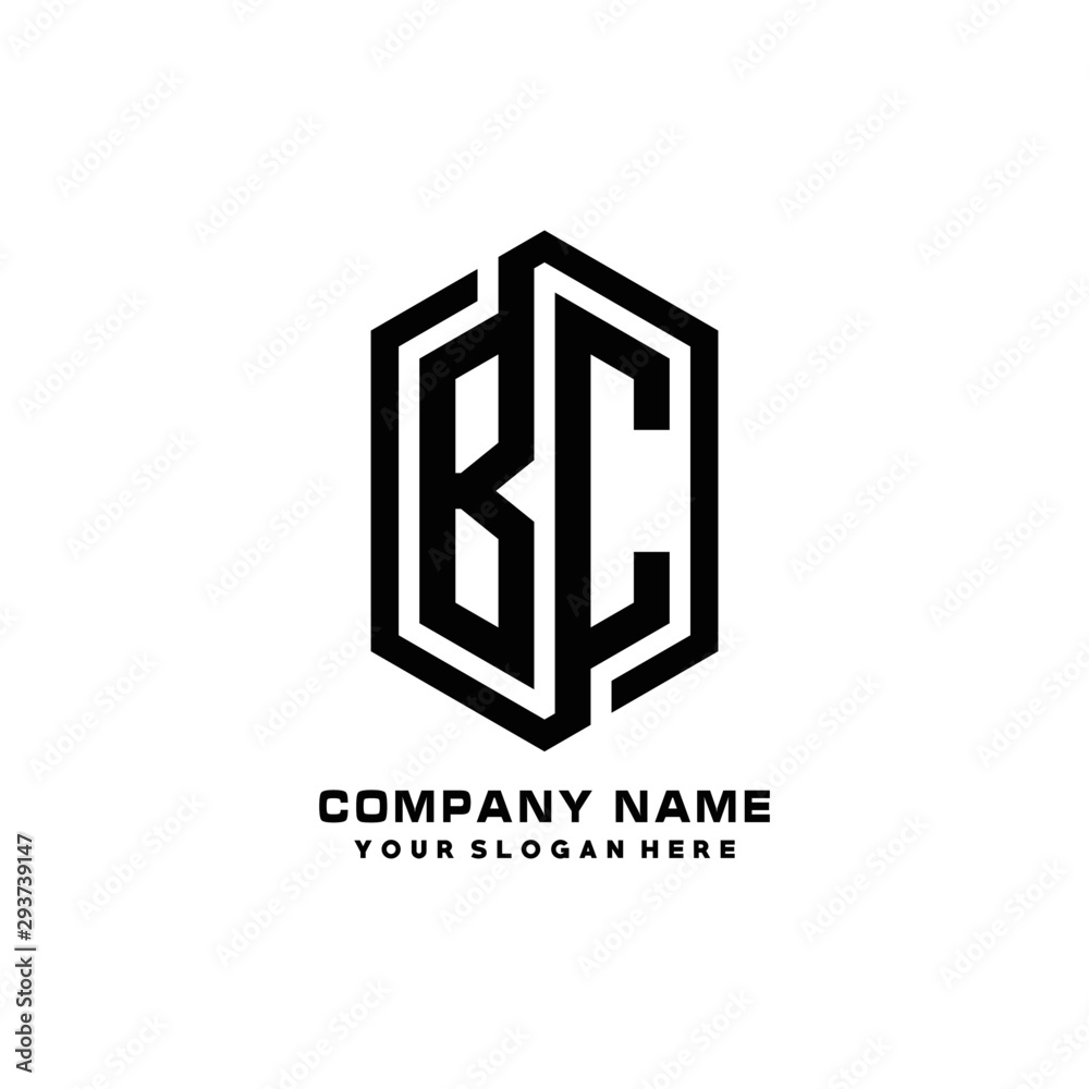 BC initials business abstract logo in the shape of a hexagon, with a thick line connected around the letters BC initials business abstract logo in the shape of a hexagon, with a thick line connected around the letters