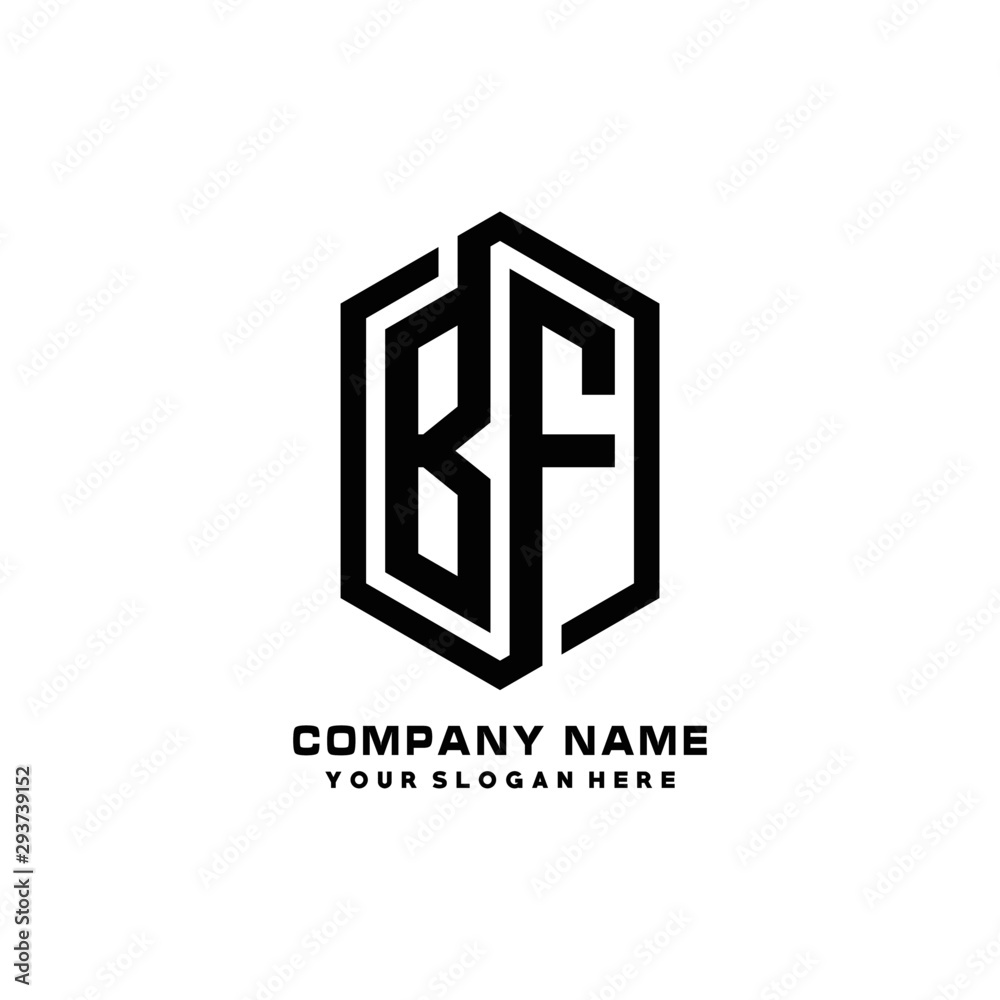 BF initials business abstract logo in the shape of a hexagon, with a thick line connected around the letters BF initials business abstract logo in the shape of a hexagon, with a thick line connected around the letters