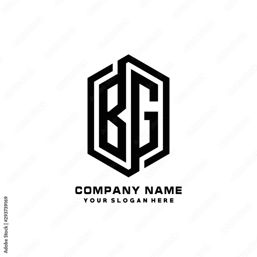 BG initials business abstract logo in the shape of a hexagon, with a thick line connected around the letters BG initials business abstract logo in the shape of a hexagon, with a thick line connected around the letters