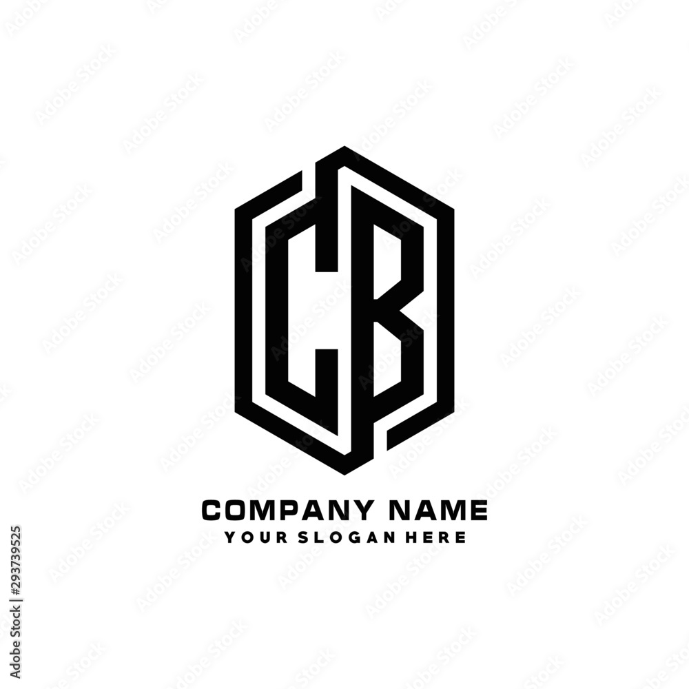 CB initials business abstract logo in the shape of a hexagon, with a thick line connected around the letters