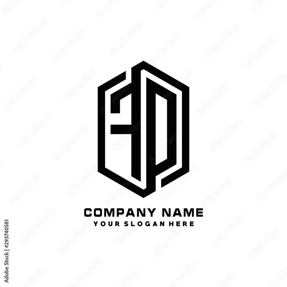 FO initials business abstract logo in the shape of a hexagon,.with a thick line connected around the letters FO initials business abstract logo in the shape of a hexagon,.with a thick line connected around the letters