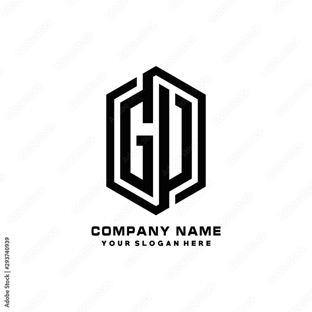 GV initials business abstract logo in the shape of a hexagon,.with a thick line connected around the letters GV initials business abstract logo in the shape of a hexagon,.with a thick line connected around the letters
