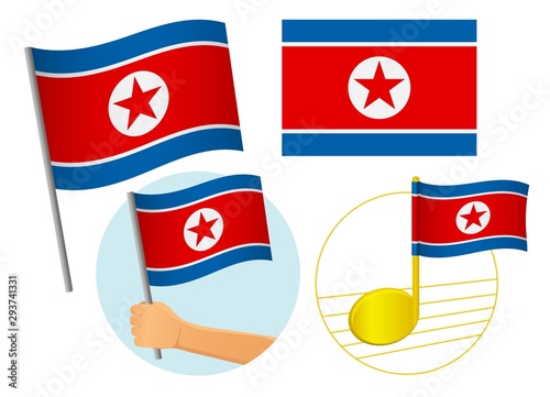 North Korea flag icon set