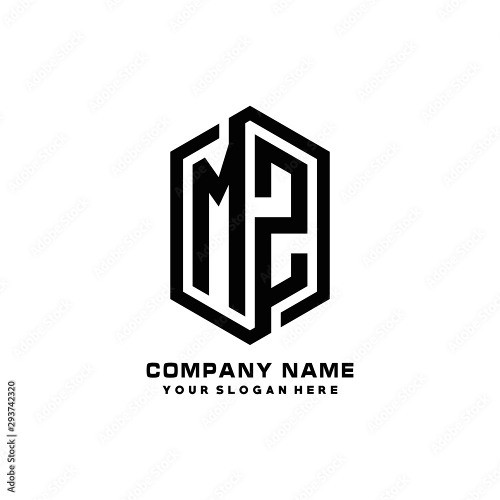 MZ initials business abstract logo in the shape of a hexagon, with a thick line connected around the letters MZ initials business abstract logo in the shape of a hexagon, with a thick line connected around the letters