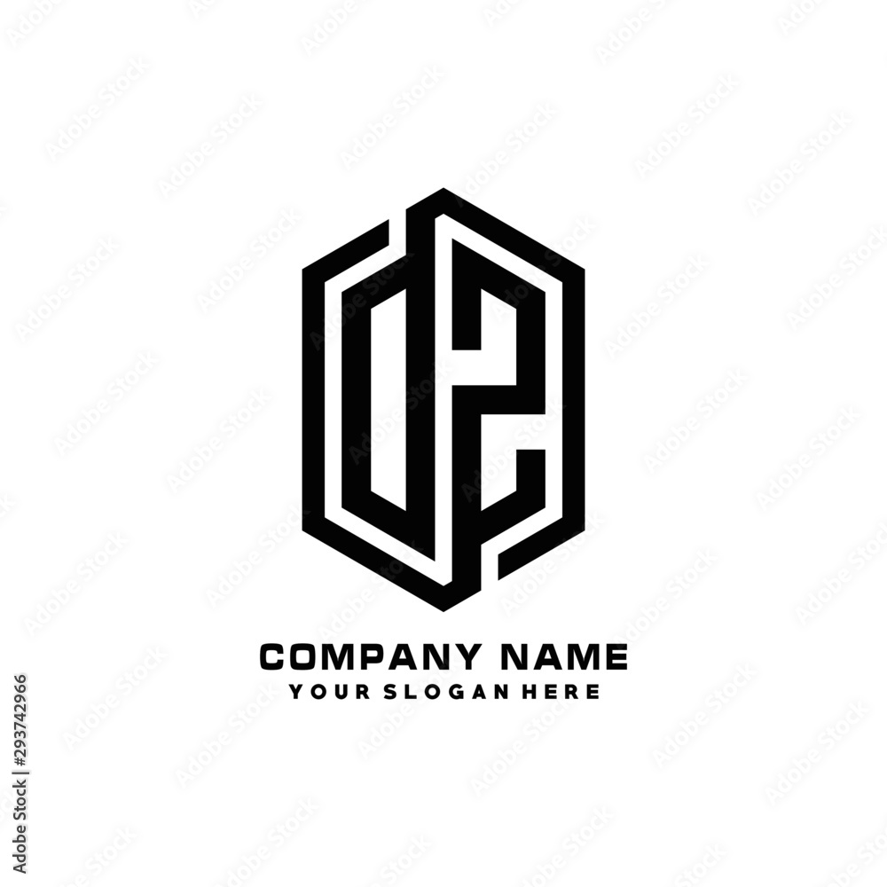 OZ initials business abstract logo in the shape of a hexagon, with a thick line connected around the letters OZ initials business abstract logo in the shape of a hexagon, with a thick line connected around the letters