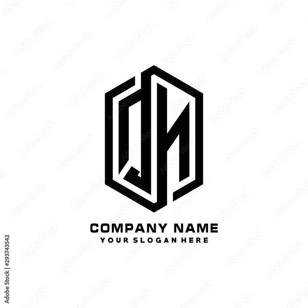 QN initials business abstract logo in the shape of a hexagon, with a thick line connected around the letters QN initials business abstract logo in the shape of a hexagon, with a thick line connected around the letters