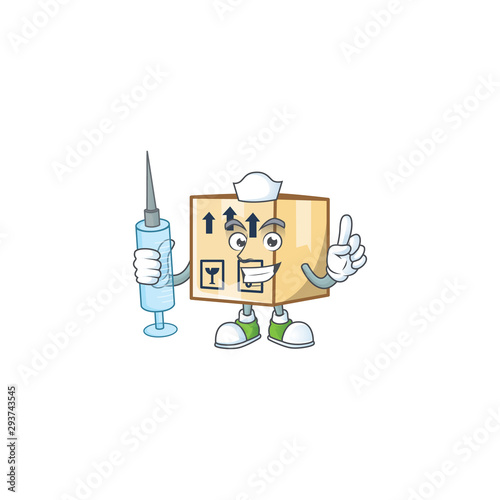 Nurse cardboard close cartoon character mascot style.