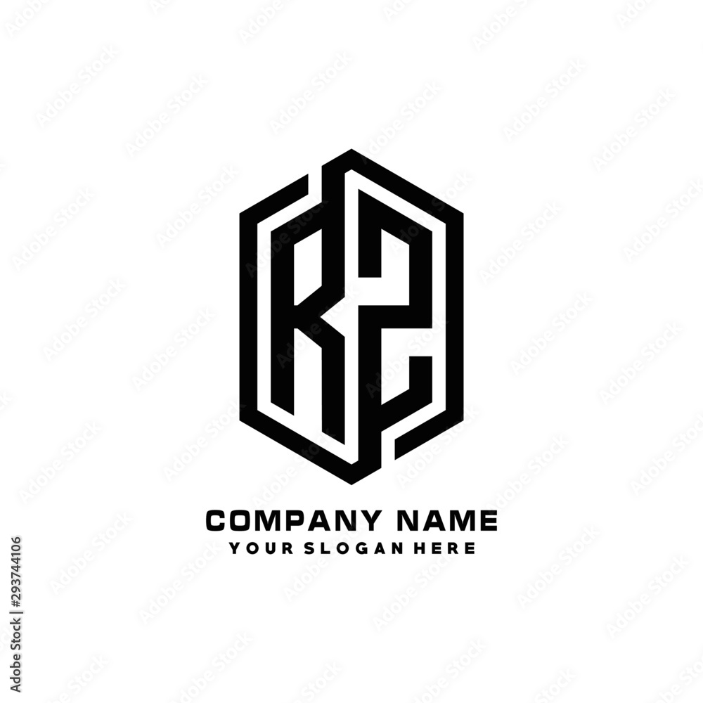 SZ initials business abstract logo in the shape of a hexagon, with a thick line connected around the letters SZ initials business abstract logo in the shape of a hexagon, with a thick line connected around the letters