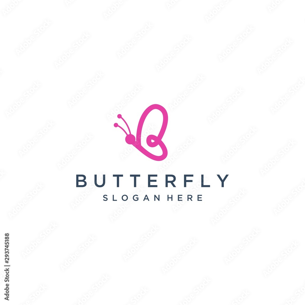 animal or butterfly logo design with line art