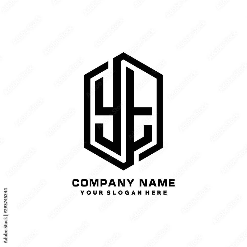YT initials business abstract logo in the shape of a hexagon, with a thick line connected around the letters YT initials business abstract logo in the shape of a hexagon, with a thick line connected around the letters